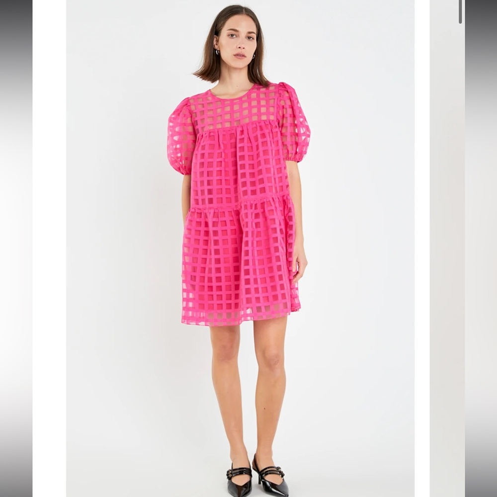 English Factory Gridded Organza Dress